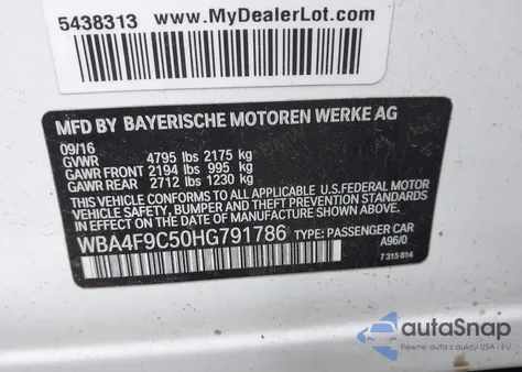 2017 BMW 430I Gran Coupe xDrive z USA, uszkodzony, nr VIN WBA4F9C50HG791786